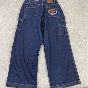 Platinum FUBU Muhammad Ali Jeans Mens Large Denim Embroidered Baggy USA 2000s